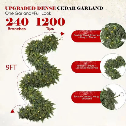 Pre-lit Christmas Cedar Garland